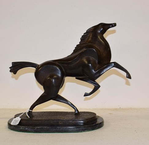 French School (20th/21st century) Galloping horse Bronze on a marble base, 38.5cm high - Image 2 of 8