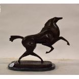 French School (20th/21st century) Galloping horse Bronze on a marble base, 38.5cm high