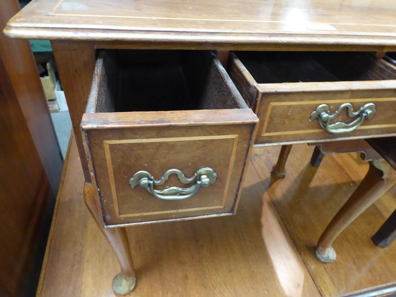 A satinwood inlaid walnut lowboy, 76cm by 49cm by 72cm - Image 3 of 12