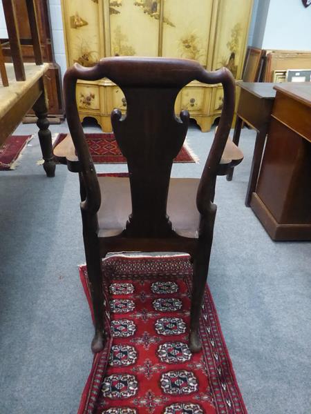 A 19th century style mahogany open armchair on shell carved legs and pad feet - Image 6 of 7