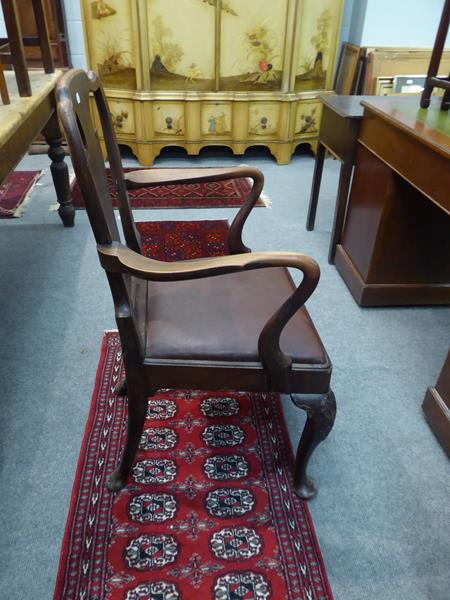 A 19th century style mahogany open armchair on shell carved legs and pad feet - Image 5 of 7