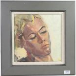 Tim Rose (Contemporary) Head Study of a lady Initialled, oil on board, 29cm by 29cm