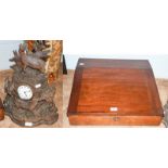 A 19th century mahogany clerks desk with hinged sloping lid, together with a early 20th century