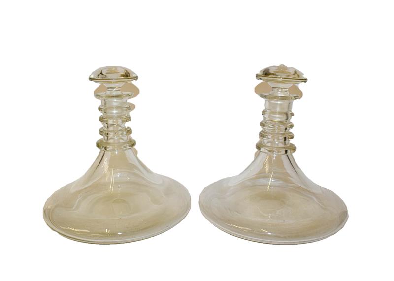 A pair of ship decanters, together with a pair of Victorian mallet form decanters, and a glass - Image 2 of 2