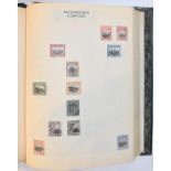 Vintage loose-leaf stamp album, 100s of different pre-1950 stamps, Abyssinia to Victoria, incl. GB