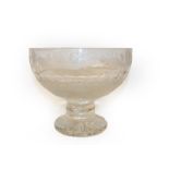 An Edinburgh crystal pedestal bowl cut with a hob nail band etched with thistles, and other