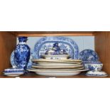 Early 19th century and later English blue and white pottery, to include: meat plates, tureens, and a