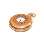 A 9 carat gold half hunter pocket watch, retailed by J.W.Benson, London, with J.W.Benson box