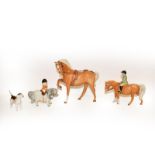 Beswick Boy on Pony, model No. 1500, palomino gloss, together with Horse (Head Tucked, Leg Up),
