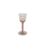 An 18th century Dutch wine glass with opaque and coloured twist stem, . Good condition, no chips