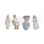 A Lladro shepherdess, model No. 6964, Lladro Flower Girl, model No. 5862 with five other Lladro