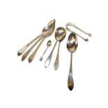 A collection of Danish silver flatware, comprising a pair of table spoons, Copenhagen, probably