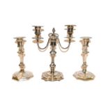 A pair of George V silver candlesticks, by Hawksworth, Eyre and Co. Ltd., Sheffield, 1926, in the