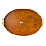 An Edwardian satinwood oval tray, 48cm diameter
