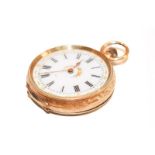 A lady's fob watch, case stamped 14k
