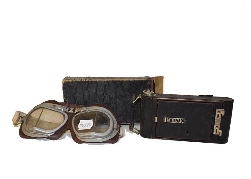 A group of collectable items including racing goggles, Zenith binoculars, Georgian snuff box, - Image 6 of 6