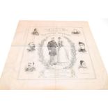 Late 19th century white cotton handkerchief printed with 'The Royal Wedding' 1893, between HRH The