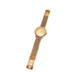 A gents 9 carat gold wristwatch signed Omega, bracelet clasp stamped 375
