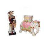 Royal Worcester elephant model together with a Royal Doulton figure 'The Jester' - HN2016, 25cm (2).