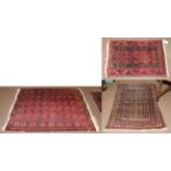 An Afghan Tekke rug, the crimson field with four rows of güls enclosed by octagon borders, 163cm