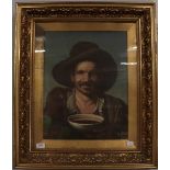 Early 20th century, Continental school, Spanish(?), portrait of a man drinking broth from a bowl,