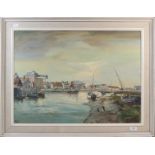 Jack Cox (Contemporary) Harbour view, signed oil on canvas, 54.5cm by 75cm