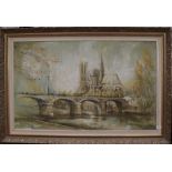 Ben Maile (b.1922) Notre Dame from the Seine, signed, oil on canvas, 75cm by 120cm Artist's Resale