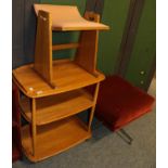 A group of modern furniture including an Ercol light elm three tier trolley, 70cm by 44cm by 77cm, a