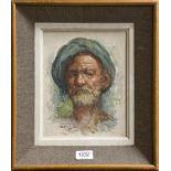 Oil on canvas portrait and an oil on canvas of a boat, burr walnut framed (2)
