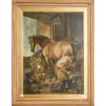 After Landseer (1802-1873) Shoeing the Bay Mare, lithograph, 75cm by 59cm