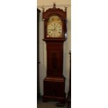 A mahogany eight day longcase clock, 13'' arch painted dial, signed R Heitzman, Cardiff, circa.