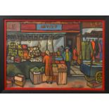 Christopher Stones (20th/21st century) ''Pettycoat Lane Fruit Market'' signed, inscribed verso,