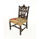 A George III Chinese Chippendale Style Dining Chair, late 18th century, the frame decorated with a