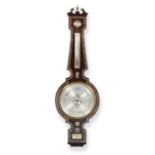 A Victorian Rosewood and Mother Of Pearl Inlaid 12-inch Dial Wheel Barometer, signed G.Edwards &