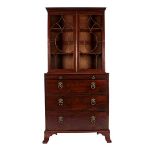 A George III Mahogany Cabinet Bookcase, late 18th century, of attractive proportions, the moulded