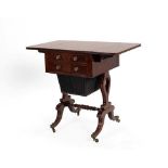 A Regency Mahogany Dropleaf Work Table, early 19th century, with reeded edge and two real and two