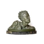 French School (early 20th century): A Bronzed Terracotta Bust of a Youth, with a rope over his