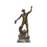 After Henri Fugère (1872-1944: TRIOMPHE GENIE, A Bronze Figure of a Youth, wearing a loin cloth