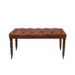 A George IV Mahogany Oversized Stool, early 19th century, recovered in close-nailed buttoned brown