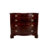 A George III Mahogany Serpentine Shaped Chest, late 18th century, the moulded top above four oak