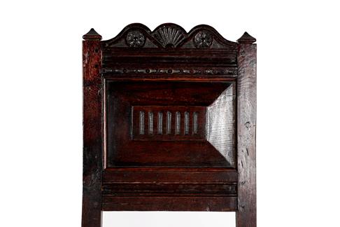 A Joined Oak Back Stool, circa 1700, the carved top rail above a moulded and gadrooned back panel, - Image 3 of 3