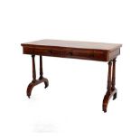 A Victorian Rosewood Writing Table, 3rd quarter 19th century, the moulded top above two real and two