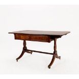 A George III Mahogany, Satinwood Banded, Boxwood and Ebony Strung Sofa Table, early 19th century,