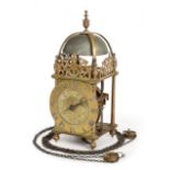 A Rare and Early Brass Striking Lantern Clock, signed Richard Beck at Ye French Church, Londini,