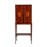 A George III Mahogany, Satinwood Crossbanded and Marquetry Inlaid Collector's Cabinet on Stand,