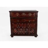 A Late 17th Century Oak Geometric Moulded Chest, with four two-as-one moulded drawers between