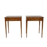 A Pair of Late 19th Century Bird's Eye Maple Side Tables, with single frieze drawers, on square