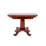 A George IV Mahogany Foldover Card Table, 2nd quarter 19th century, the gadrooned border and