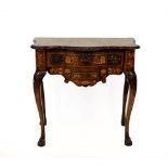 An 18th Century Dutch Style Walnut and Marquetry Inlaid Side Table, of serpentine shaped form,