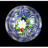 A Baccaret Faceted Glass Upright Bouquet Paperweight, circa 1850, the three dimensional posy over